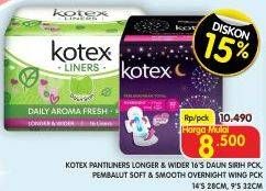 Harga Kotex Fresh Liners Longer & Wider/Kotex Soft & Smooth Overnight