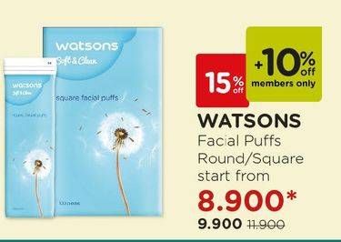Promo Harga Watsons Facial Puffs Round/ Square  - Watsons