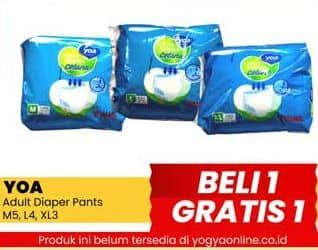 Promo Harga YOA Adult Diapers Pants L4, M5, XL3 3 pcs - Yogya