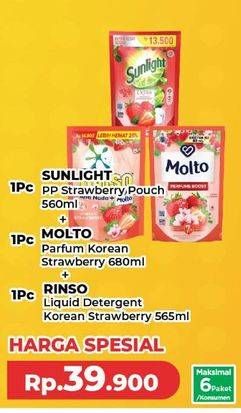 Rinso Liquid Detergent + Sunlight Pencuci Piring + Molto Pewangi