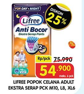 Promo Harga Lifree Popok Celana Ekstra Serap M10, L8, XL6 6 pcs - Superindo