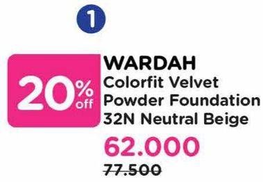 Promo Harga Wardah Colorfit Velvet Powder Foundation 32N 11 gr - Watsons