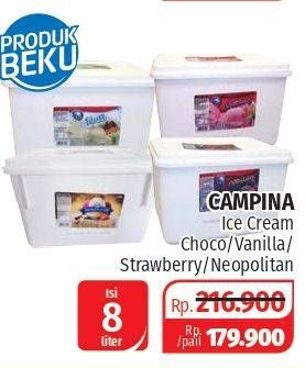 Promo Harga CAMPINA Ice Cream Chocolate, Vanilla, Strawberry, Neapolitan 8000 ml - Lotte Grosir