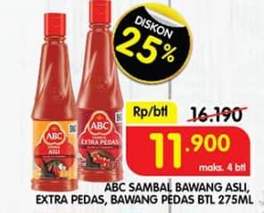 Promo Harga ABC Sambal Extra Pedas, Asli, Bawang Pedas 275 ml - Superindo