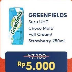 Promo Harga Greenfields UHT Choco Malt, Full Cream, Strawberry 250 ml - Indomaret