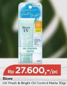 Promo Harga Biore UV Fresh & Bright Sunscreen SPF 50+ PA+++ Oil Control Matte 30 ml - TIP TOP