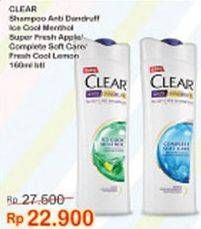 Promo Harga CLEAR Shampoo Lemon Fresh, Complete Soft Care, Super Fresh Apple, Ice Cool Menthol 160 ml - Indomaret