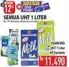 Promo Harga DIAMOND Milk UHT All Variants 1 ltr - Hypermart