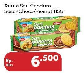 Promo Harga ROMA Sari Gandum Susu + Cokelat, Peanut 115 gr - Carrefour