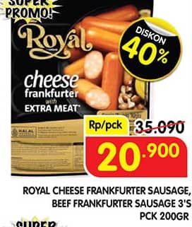 Promo Harga Belfoods Royal Sausages Cheese Frankfurter, Beef Frankfurter 200 gr - Superindo
