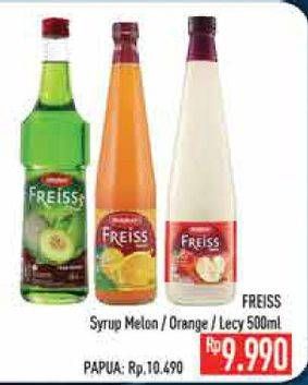 Promo Harga FREISS Syrup Squash Orange, Lychee, Melon 500 ml - Hypermart
