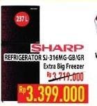 Promo Harga SHARP SJ316MGGB Small 2 Door Refrigerator  - Hypermart