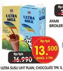 Promo Harga ULTRA MILK Susu UHT Plain, Coklat 1 ltr - Superindo