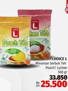 Promo Harga Choice L Minuman Teh Peach Tea, Lychee Tea 500 gr - Lotte Grosir