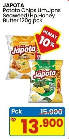 Promo Harga Japota Potato Chips Happy Honey Butter, Umami Japanese Seaweed 120 gr - Indomaret
