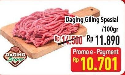 Promo Harga Daging Giling Sapi Spesial per 100 gr - Hypermart