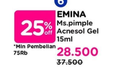 Promo Harga Emina Ms Pimple Acne Solution Spot Gel 15 ml - Watsons
