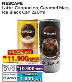 Promo Harga Nescafe Ready to Drink Latte, Cappucino, Caramel Macchiato, Ice Black 220 ml - Alfamart