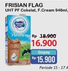 Promo Harga FRISIAN FLAG Susu UHT Purefarm Full Cream, Low Fat Chocolate 946 ml - Alfamart