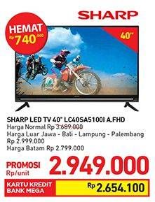 Promo Harga SHARP LC-40SA5100i Full HD LED TV 40"  - Carrefour