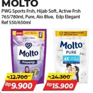 Promo Harga Molto Pewangi Hijab Soft Fresh, Active Fresh 780 ml - Alfamart