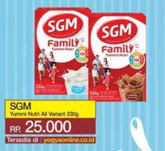 Promo Harga SGM Family Yummi Nutri Creamy All Variants 330 gr - Yogya