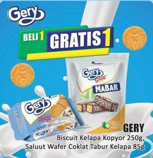 Promo Harga Gery Biscuit/Gery Wafer Saluut Mabar Cokelat Tabur Kelapa   - Hari Hari
