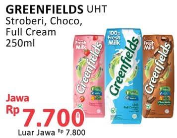 Promo Harga Greenfields UHT Strawberry, Full Cream, Chocolate, Choco Malt 250 ml - Alfamidi