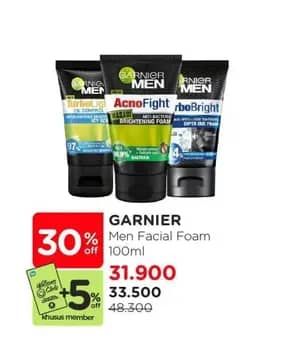 Promo Harga Garnier Men Acno Fight Facial Foam 100 ml - Watsons