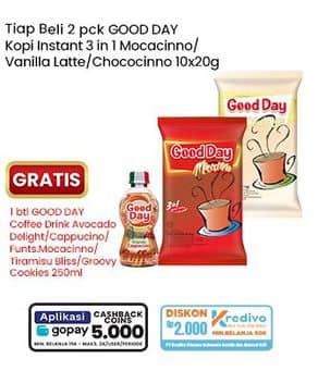 Promo Harga Good Day Instant Coffee 3 in 1 Mocacinno, Vanilla Latte, Chococinno per 10 sachet 20 gr - Indomaret