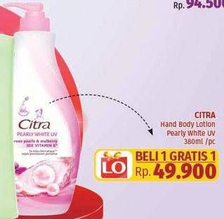 Promo Harga CITRA Hand & Body Lotion Pearly White UV Korean Pearl Mulberry 380 ml - LotteMart