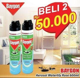 Promo Harga BAYGON Insektisida Spray Water Lily Rose 600 ml - Hari Hari