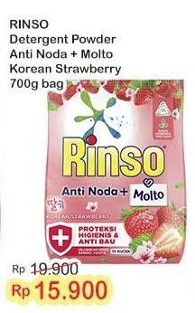 Promo Harga Rinso Anti Noda Deterjen Bubuk + Molto Korean Strawberry 700 gr - Indomaret