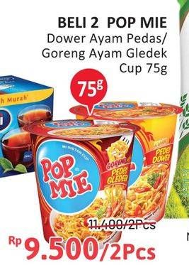 Promo Harga INDOMIE POP MIE Instan Kuah Pedes Dower Ayam, Goreng Pedes Gledeek Ayam 75 gr - Alfamidi