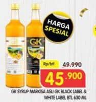 Promo Harga GK Syrup Markisa Asli Black Label, Markisa Asli White Label 630 ml - Superindo