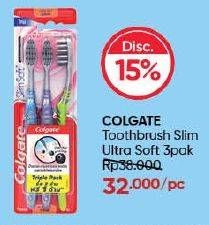 Promo Harga Colgate Toothbrush Slim Ultra Soft 3 pcs - Guardian