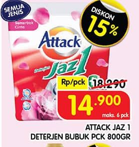 Promo Harga Attack Jaz1 Detergent Powder All Variants 800 gr - Superindo