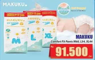 Promo Harga Makuku Comfort Fit Diapers Pants M60+6, L54+6, XL44+6 50 pcs - Hari Hari