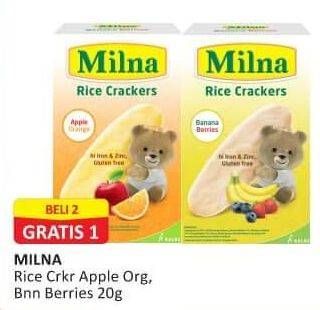 Promo Harga MILNA Rice Crackers Apple Orange, Banana Berries 5 pcs - Alfamart