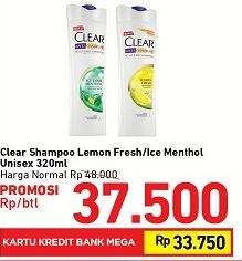 Promo Harga CLEAR Shampoo Lemon Fresh, Ice Cool Mint 320 ml - Carrefour