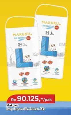 Promo Harga Makuku Air Diapers Slim Pants L34 34 pcs - TIP TOP