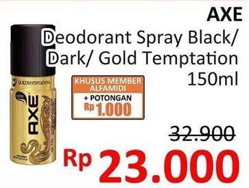 Promo Harga AXE Deo Spray Black, Dark Temptation, Gold Temptation 150 ml - Alfamidi
