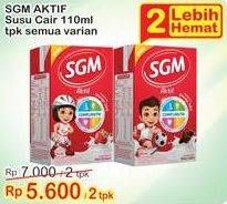 Promo Harga SGM Aktif Susu Cair All Variants per 2 pcs 110 ml - Indomaret