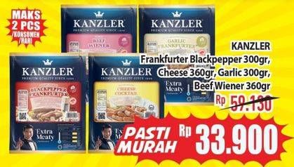 Promo Harga KANZLER Frankfurter Blackpepper, Cheese, Garlic, Beef Wiener  - Hypermart