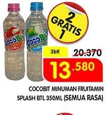 Promo Harga FRUITAMIN Minuman Coco Bit Splash Coco, Splash Lychee 350 ml - Superindo