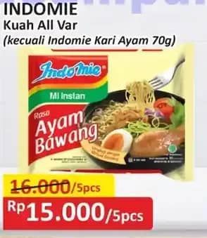 Promo Harga Indomie Mi Kuah Kecuali Kari Ayam 72 gr - Alfamart