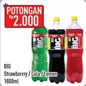 Promo Harga AJE BIG COLA Minuman Soda Strawberry, Cola, Lemon 1800 ml - Hypermart