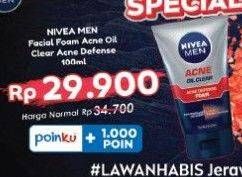 Promo Harga NIVEA MEN Facial Foam Acne Oil Control, Acne Defense 100 ml - Indomaret