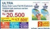 Promo Harga Ultra Milk Susu UHT Low Fat Full Cream, Low Fat Coklat 1000 ml - Indomaret