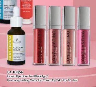 Promo Harga La Tulipe Liquid Eye Liner Pen Black/Pro Longlasting Matte Lip Cream  - TIP TOP
